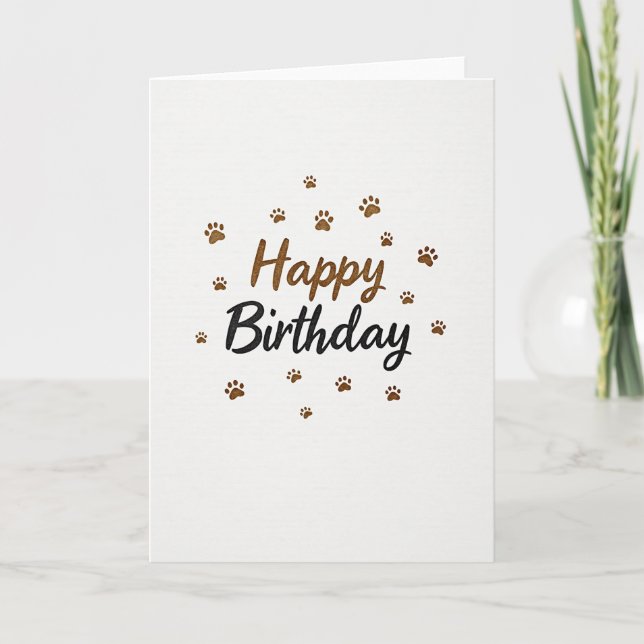Cartão de Aniversário Paw Print Script (Frente)