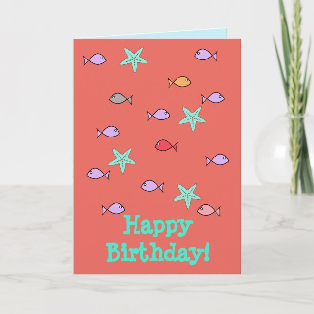 Cartão de Aniversário Peixe Estrela do Mar (Frente)