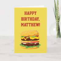 Cartão de Aniversário Personalizado Cheeseburger e