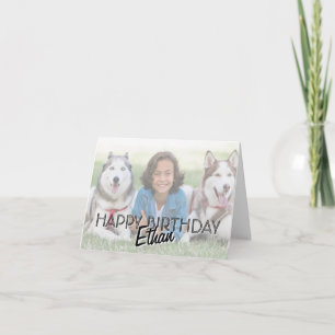 Cartão de Aniversário Personalizado com Foto Moder
