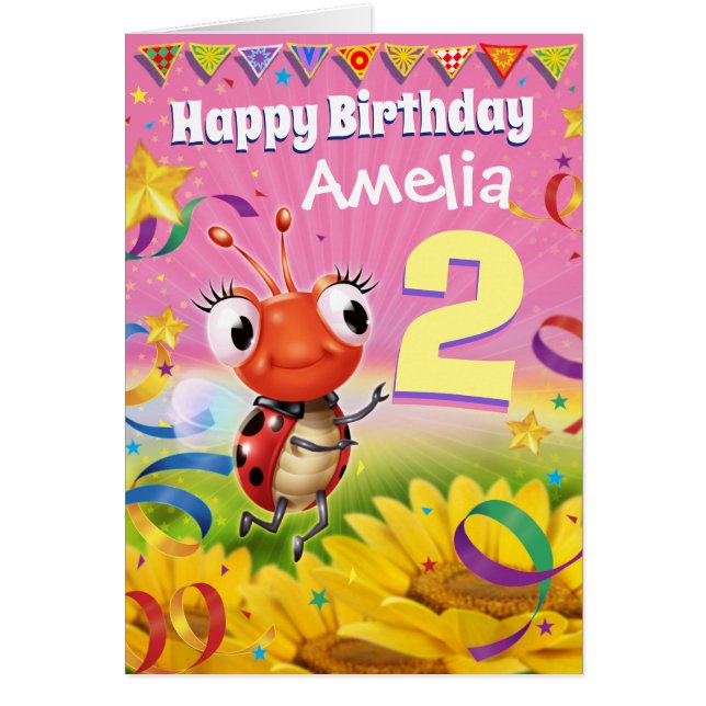 Cartão de aniversário personalizado de 2 anos Pequ (Frente)