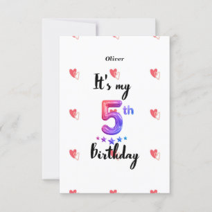 Cartão de Aniversário Personalizado de 5 Ano