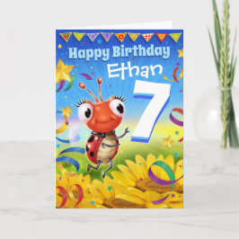 Cartão de aniversário personalizado de 7 anos Pequ