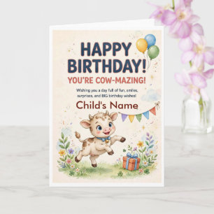 Cartão de aniversário personalizado de bezerro fof