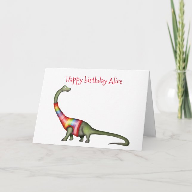 Cartão de aniversário personalizado de Brontossaur (Frente)