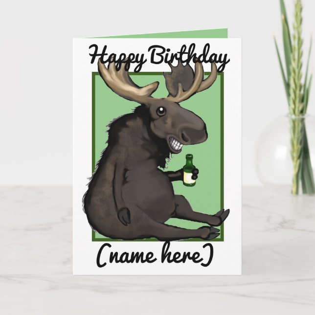 Cartão de Aniversário Personalizado de Cartoon Moo (Frente)