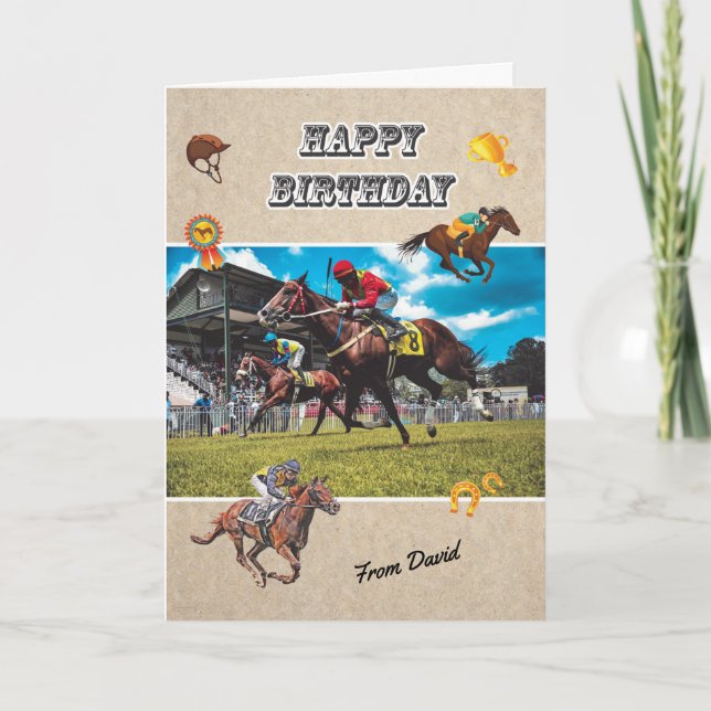 Cartão de Aniversário Personalizado de Corrida de  (Frente)