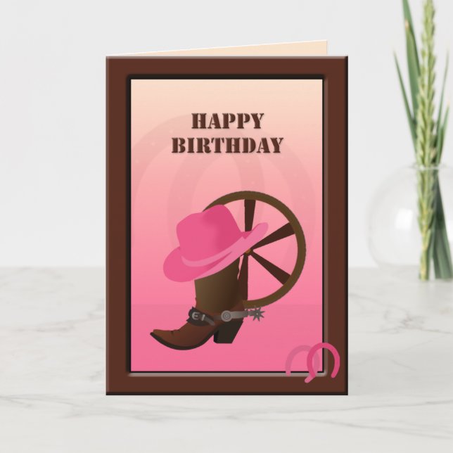 Cartão de Aniversário Personalizado de Cowgirl Oci (Frente)