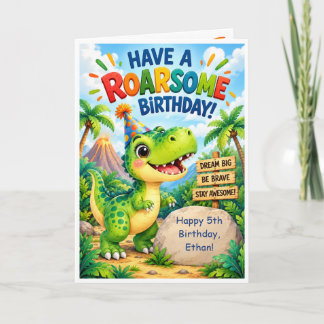 Cartão de Aniversário Personalizado de Dinossauro