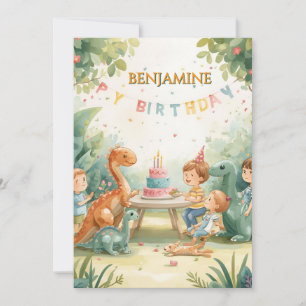 cartão de aniversário personalizado de dinossauro