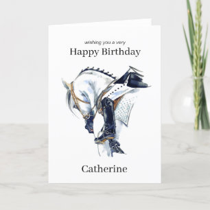 Cartão de aniversário personalizado de equitação d