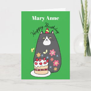 Cartão de Aniversário Personalizado de Gato Engraç