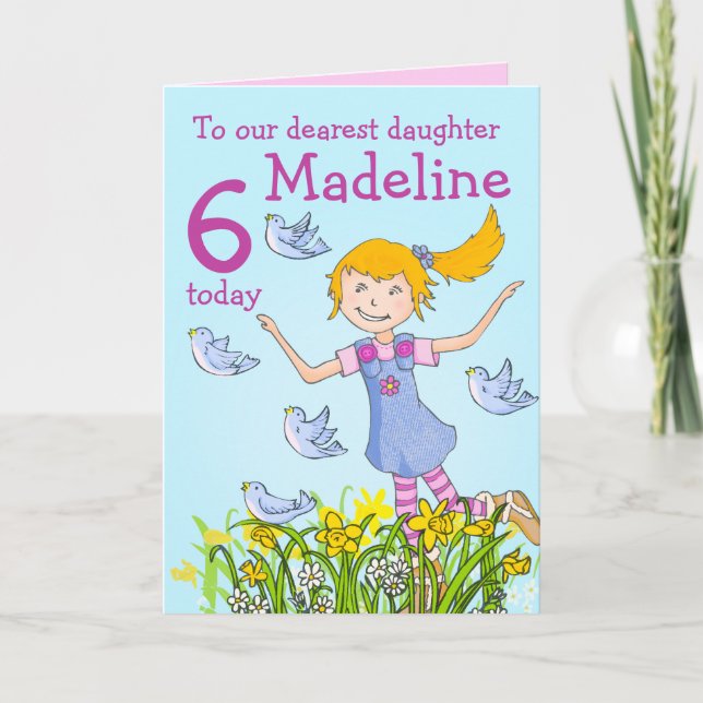 Cartão de aniversário personalizado de menina "pri (Frente)