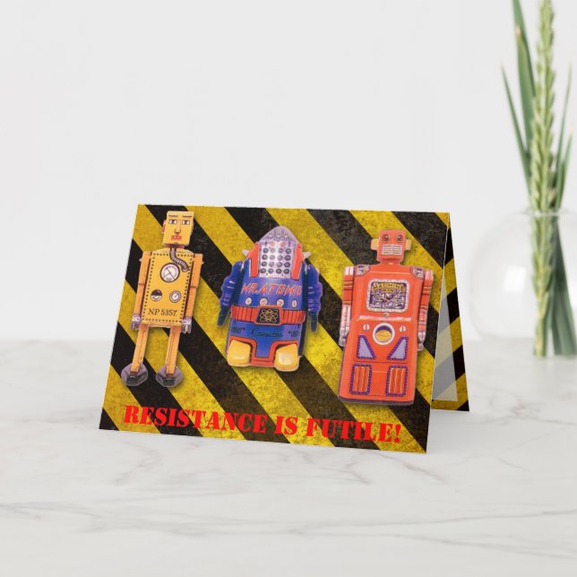Cartão de Aniversário Personalizado de Toy Robot (Frente)