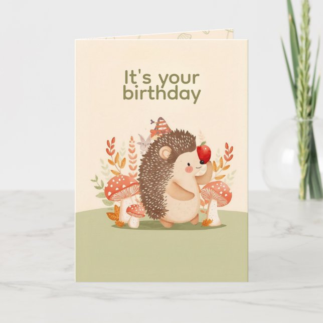 Cartão de Aniversário Personalizado deouriço-Cache (Frente)