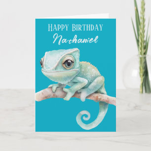 Cartão de Aniversário Personalizado do Camaleão Fo