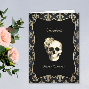 Cartão de Aniversário Personalizado do Crânio Góti