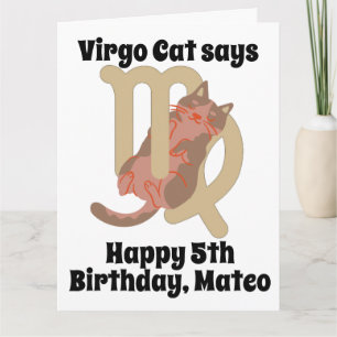 Cartão de Aniversário Personalizado do Gato Virgo