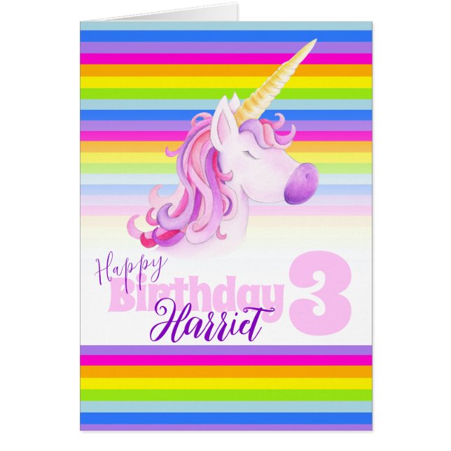 Cartão de aniversário personalizado do Unicorn arc (Frente)