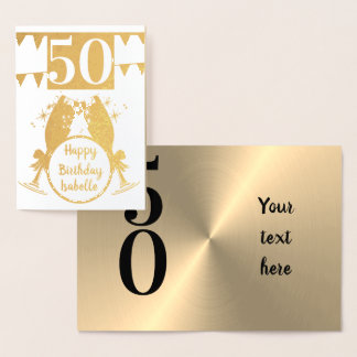 Cartão de aniversário personalizado Dourado 50º
