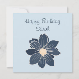 Cartão de Aniversário Personalizado Flor Azul Feli