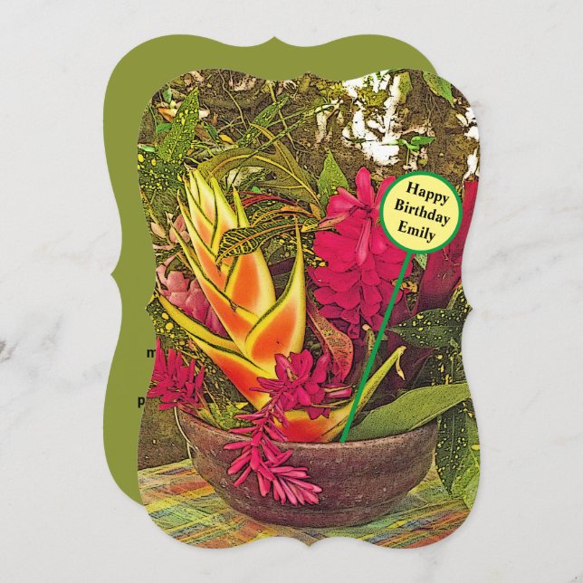 CARTÃO DE ANIVERSÁRIO PERSONALIZADO/FLOR TROPICAL  (Frente/Verso)