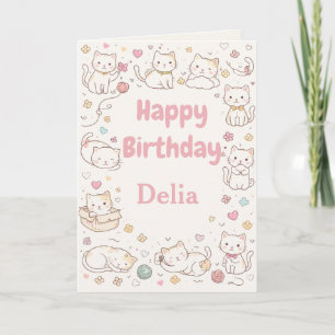 Cartão de Aniversário Personalizado Gatinhos Fofos