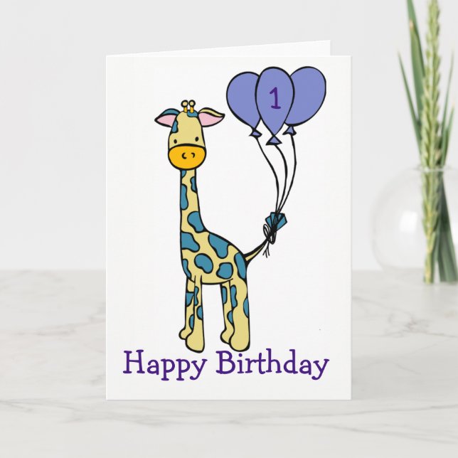 Cartão de Aniversário Personalizado - Girafa (Frente)