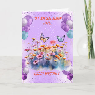 Cartão de aniversário personalizado Irmã Especial