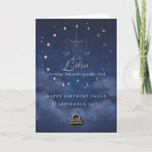 Cartão de Aniversário Personalizado Libra Zodíaco