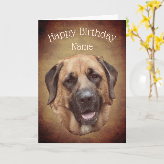 Cartão de Aniversário Personalizado Mastiff Dog (Flor Amarela)