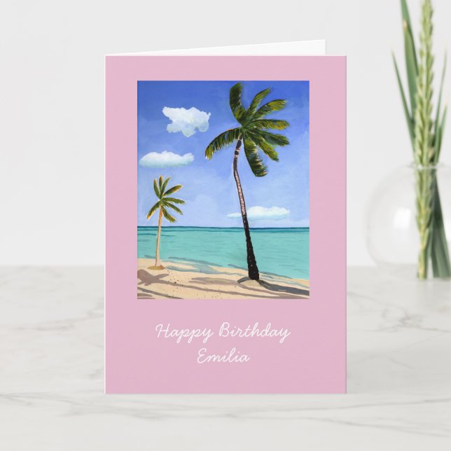 Cartão de aniversário personalizado Palm Trees Gou (Frente)