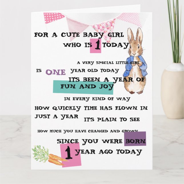 Cartão de Aniversário Personalizado Para Bebê - Co (Frente)