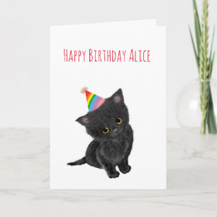 Cartão de aniversário personalizado para gatinhos 