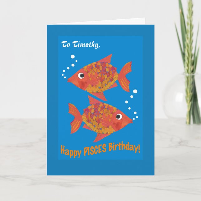 Cartão de Aniversário Personalizado para Peixes Go (Frente)