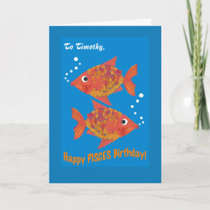 Cartão de Aniversário Personalizado para Peixes Go