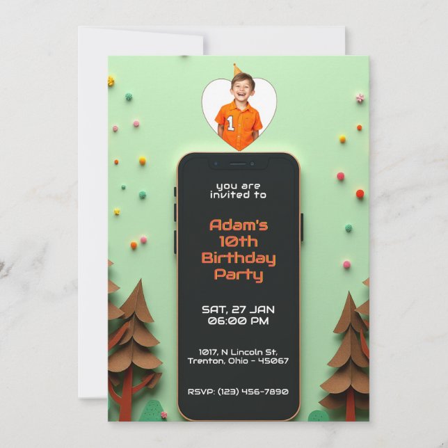 Cartão de Aniversário Personalizado para Smartphon (Frente)