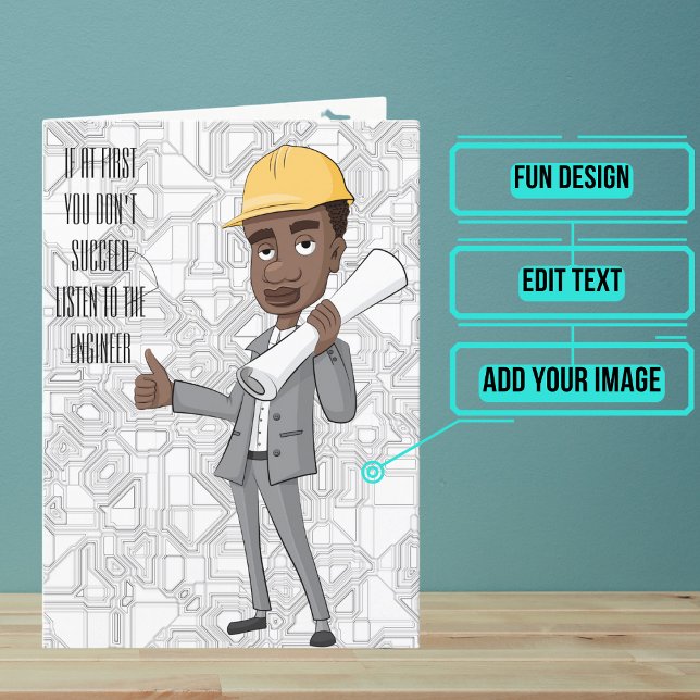 Cartão de aniversário personalizado para um Engenh (This lovely card is specifically for the engineer friend or family member in your life. )