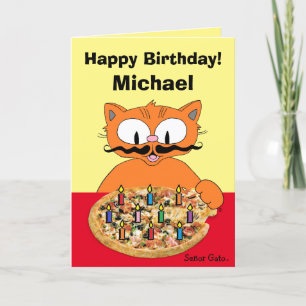 Cartão de Aniversário Personalizado Pizza Party Ga