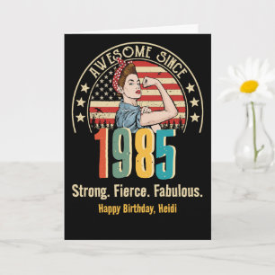 Cartão de aniversário personalizado Retro Rosie Ri