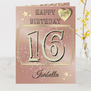 Cartão de aniversário personalizado Rosa Dourado 1
