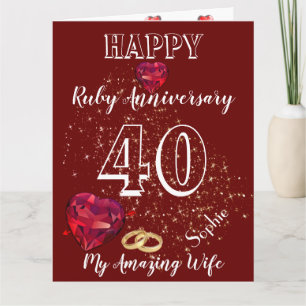 Cartão de Aniversário Personalizado Ruby 40º Para