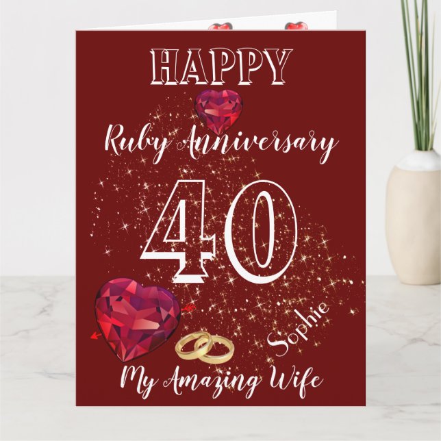 Cartão de Aniversário Personalizado Ruby 40º Para  (Frente)