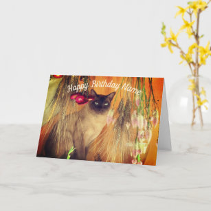 Cartão de Aniversário Personalizado Siamese Cat 3