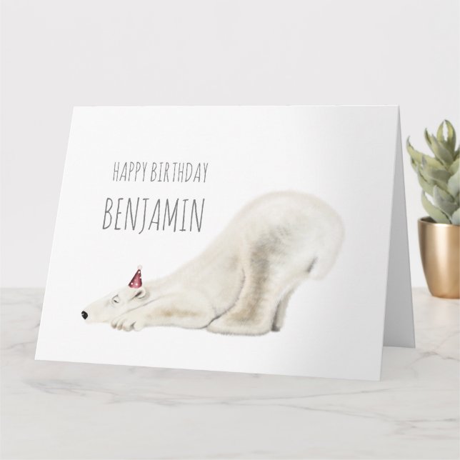 Cartão de Aniversário Personalizado - Urso Polar S (Planta pequena)