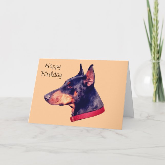 Cartão de aniversário personalizável Black Doberma (Frente)