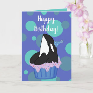 Cartão de aniversário personalizável de Orca Balei
