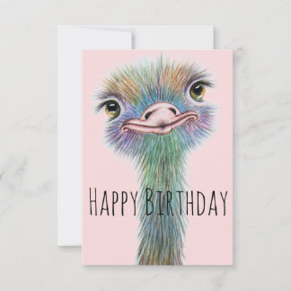 Cartão de Aniversário Personalizável de Ostrich En
