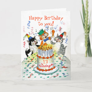 Cartão de aniversário personalizável - Festa de an