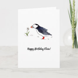 Cartão de aniversário personalizável Puffin Whimsi